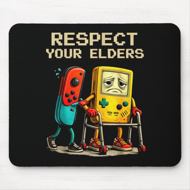 Respect Your Elders Retro Gaming Funny Gamer Contr Mouse Mat (Front)
