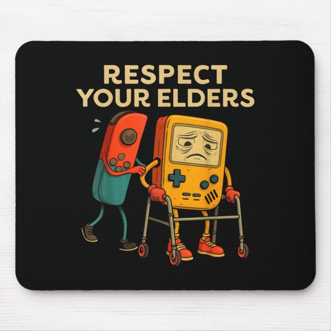 Respect Your Elders Retro Gaming Funny Gamer Contr Mouse Mat (Front)