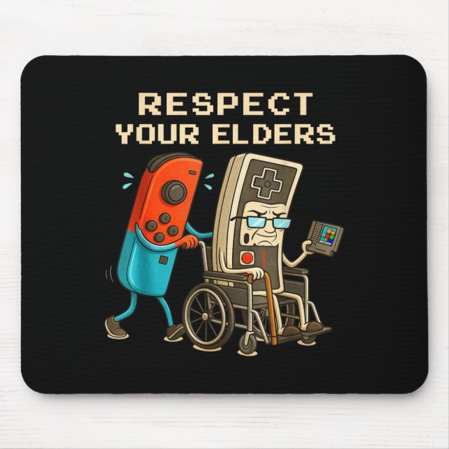 Respect Your Elders Retro Gaming Funny Gamer Contr Mouse Mat (Front)