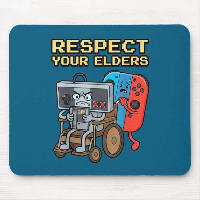 Respect Your Elders Retro Gaming Funny Gamer Contr Mouse Mat (Front)