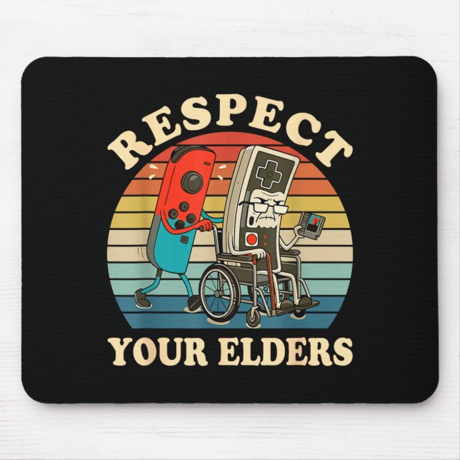 Respect Your Elders Retro Gaming Funny Gamer Contr Mouse Mat (Front)