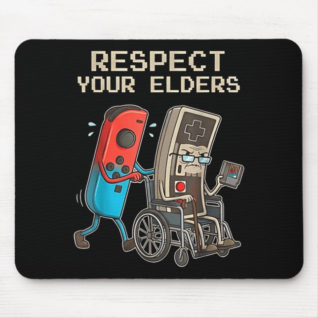 Respect Your Elders Retro Gaming Funny Gamer Contr Mouse Mat (Front)