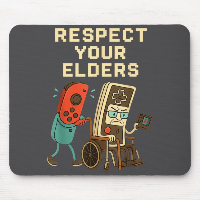 Respect Your Elders Retro Gaming Funny Gamer Contr Mouse Mat (Front)