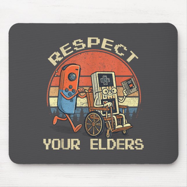 Respect Your Elders Retro Gaming Funny Gamer Contr Mouse Mat (Front)