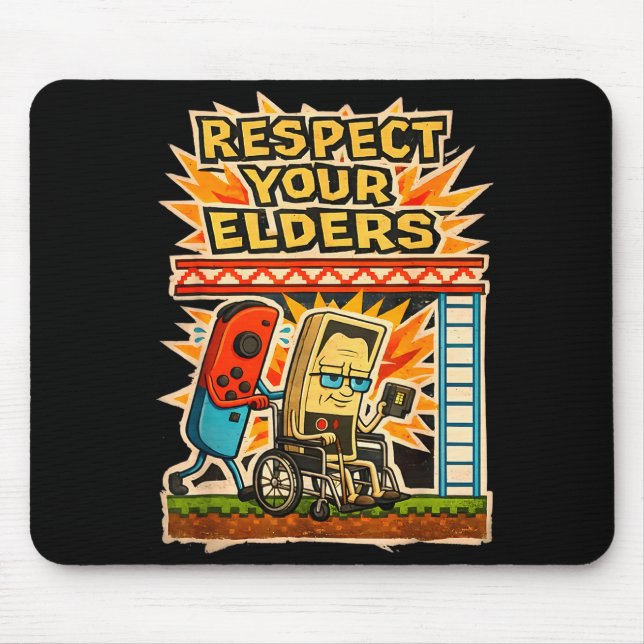 Respect Your Elders Retro Gaming Funny Gamer Contr Mouse Mat (Front)