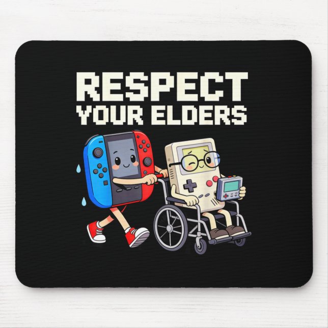 Respect Your Elders Retro Gaming Funny Gamer Contr Mouse Mat (Front)