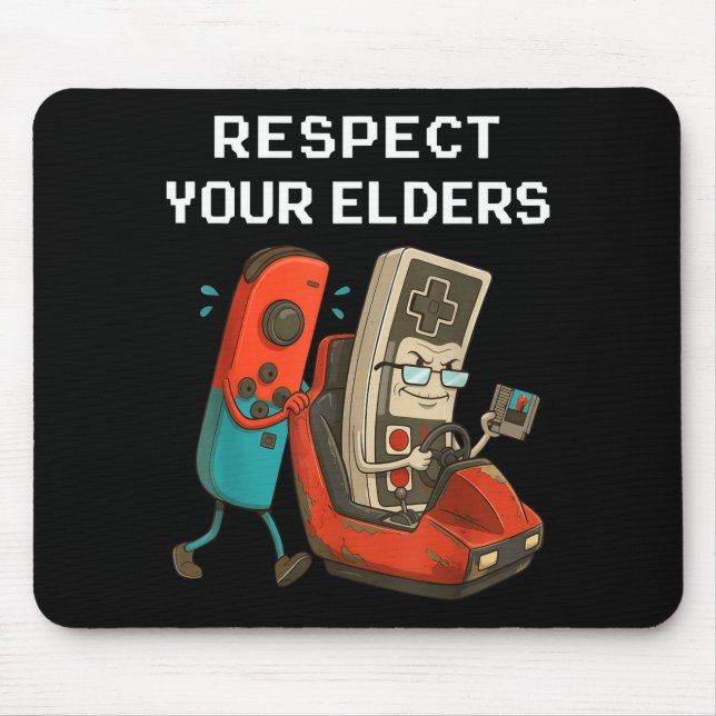 Respect Your Elders Retro Gaming Funny Gamer Contr Mouse Mat (Front)
