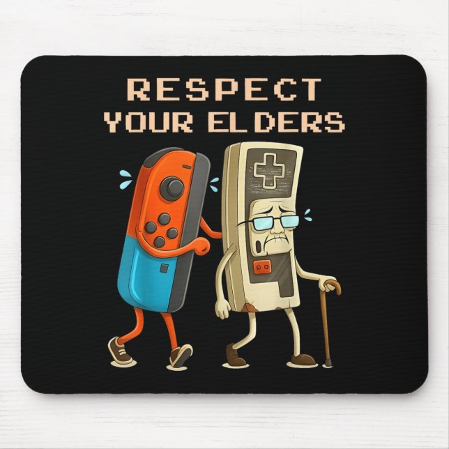 Respect Your Elders Retro Gaming Funny Gamer Contr Mouse Mat (Front)