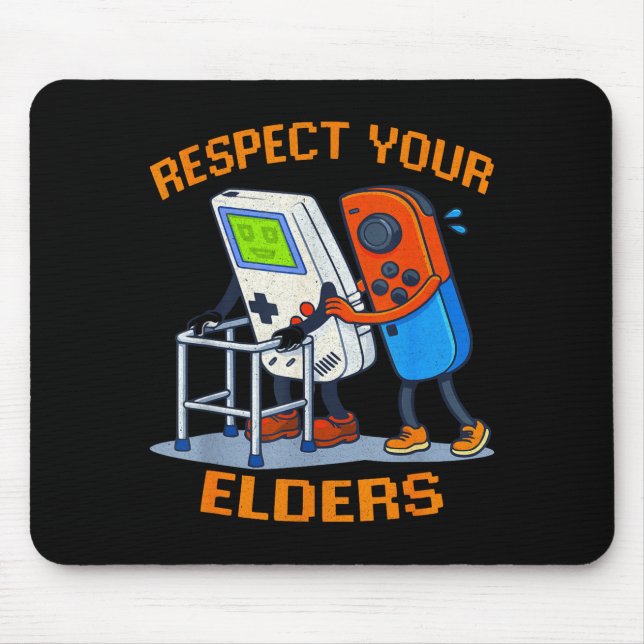 Respect Your Elders Retro Gaming Funny Gamer Contr Mouse Mat (Front)