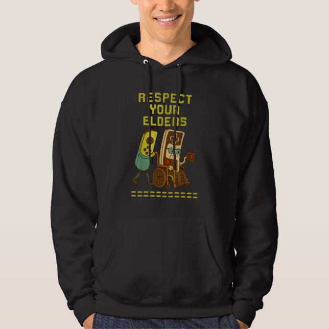 Respect Your Elders Retro Gaming Funny Gamer  Hoodie (Front)