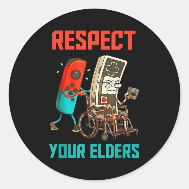 Respect Your Elders Retro Gaming Video Gamer 80s B Classic Round Sticker (Front)