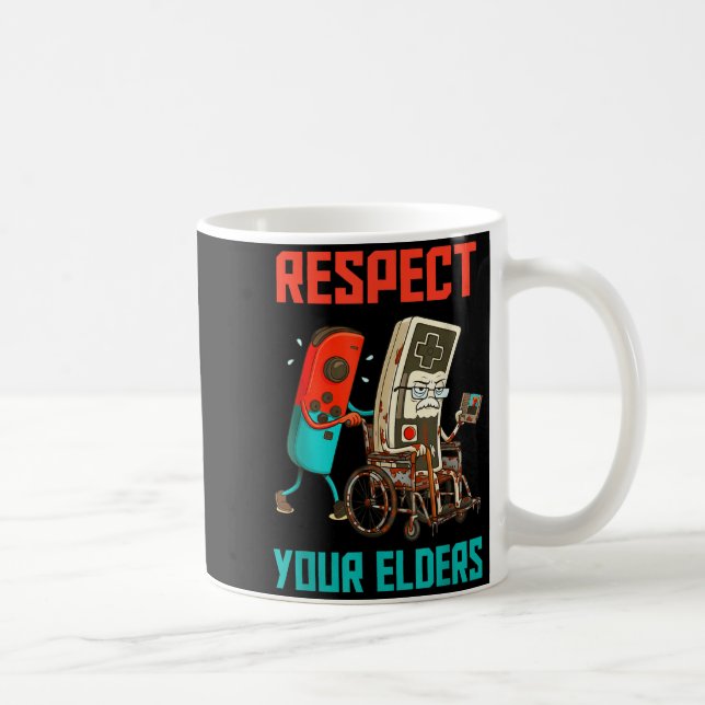 Respect Your Elders Retro Gaming Video Gamer 80s B Coffee Mug (Right)