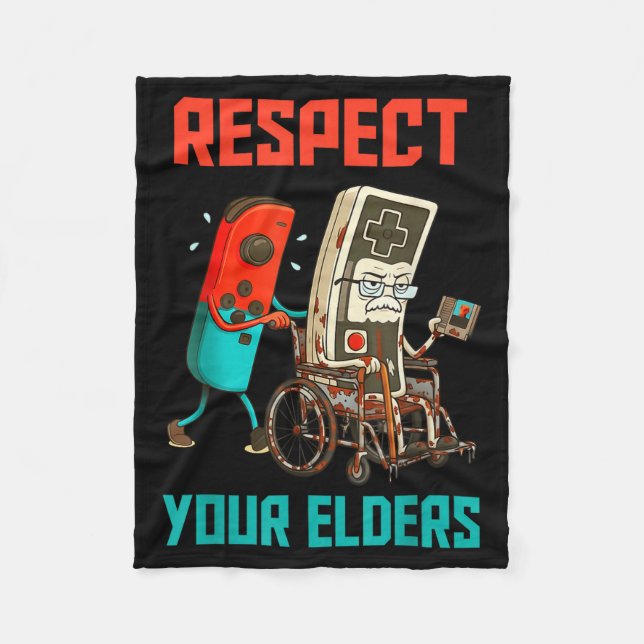 Respect Your Elders Retro Gaming Video Gamer 80s B Fleece Blanket (Front)