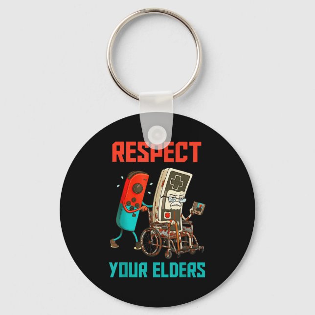 Respect Your Elders Retro Gaming Video Gamer 80s B Key Ring (Front)