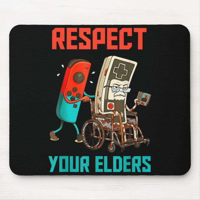 Respect Your Elders Retro Gaming Video Gamer 80s B Mouse Mat (Front)