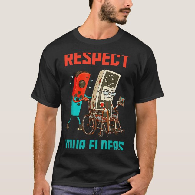 Respect Your Elders Retro Gaming Video Gamer 80s B T-Shirt (Front)