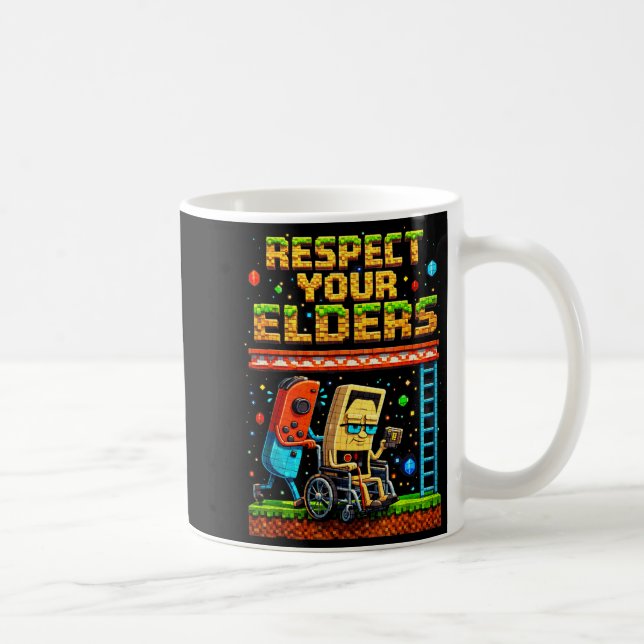 Respect Your Elders Retro Gaming Xel Gamer Control Coffee Mug (Right)