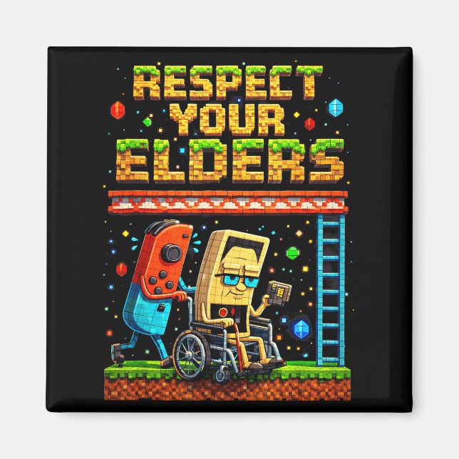 Respect Your Elders Retro Gaming Xel Gamer Control Magnet (Front)