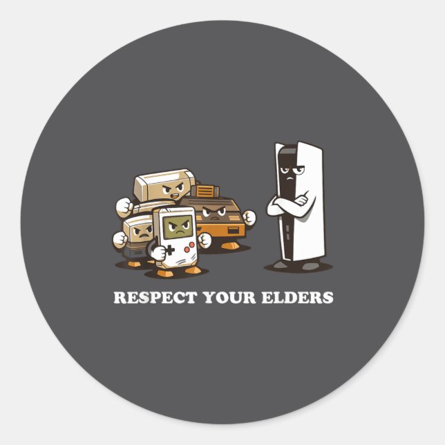 Respect Your Elders T Retro 90s Gaming  Classic Round Sticker (Front)