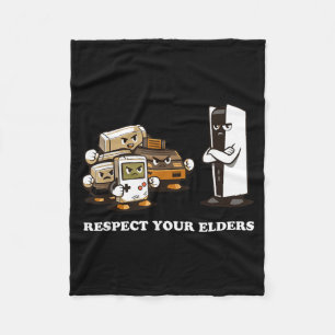 Respect Your Elders T Retro 90s Gaming  Fleece Blanket