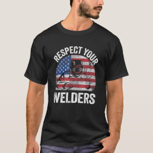Respect Your Welders Steel American Flag Vintage W T-Shirt