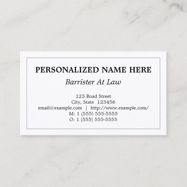 Respectable Barrister At Law Profile Card (Front)