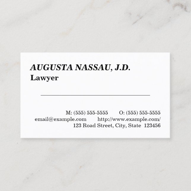 Respectable, Law Professional Business Card (Front)
