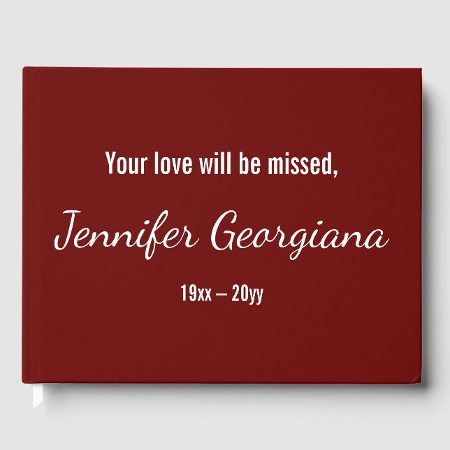 Respectable & Personalised Condolences Guestbook (Front)