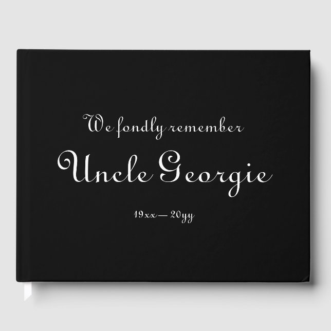 Respectable, Personalised Funeral Guest Book (Front)