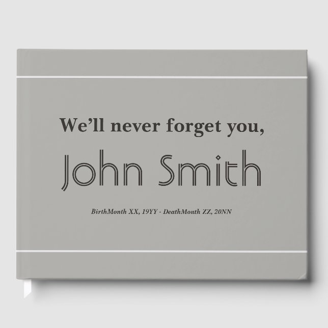 Respectable & Personalised Sympathy Guestbook (Front)