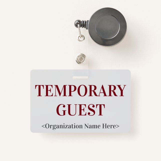 Respectable "TEMPORARY GUEST" Badge ID Badge (Front with Retractable)