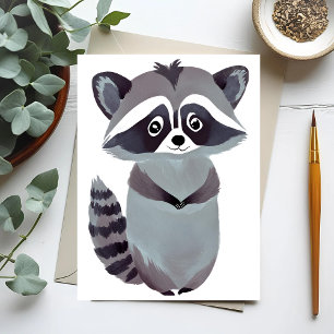 Respectful Racoon Cute Animal Watercolor Postcard