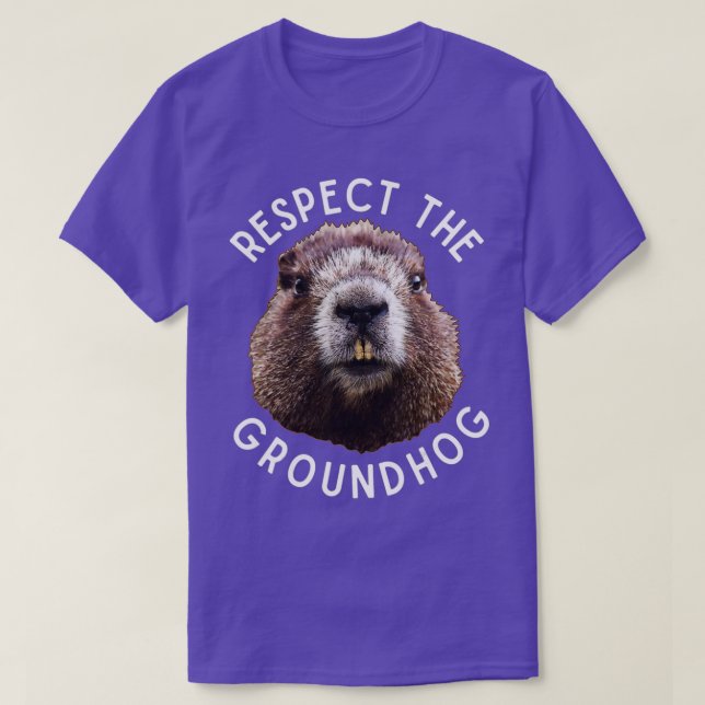 Respects The Groundhog Day Photo Wood Rodent Funny T-Shirt (Design Front)