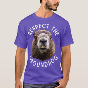 Respects The Groundhog Day Photo Wood Rodent Funny T-Shirt