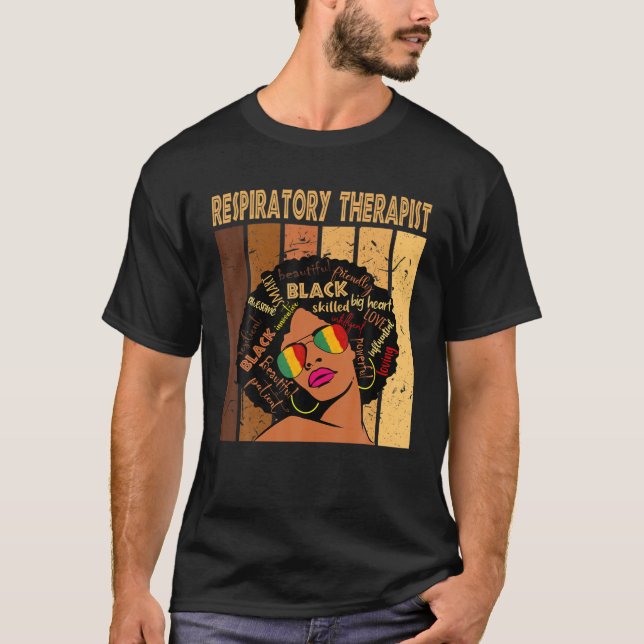 Respiratory Therapist Afro African Women Black His T-Shirt (Front)