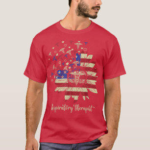 Respiratory Therapist American Flag Sunflower Nurs T-Shirt
