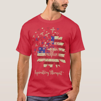 Respiratory Therapist American Flag Sunflower Nurs T-Shirt