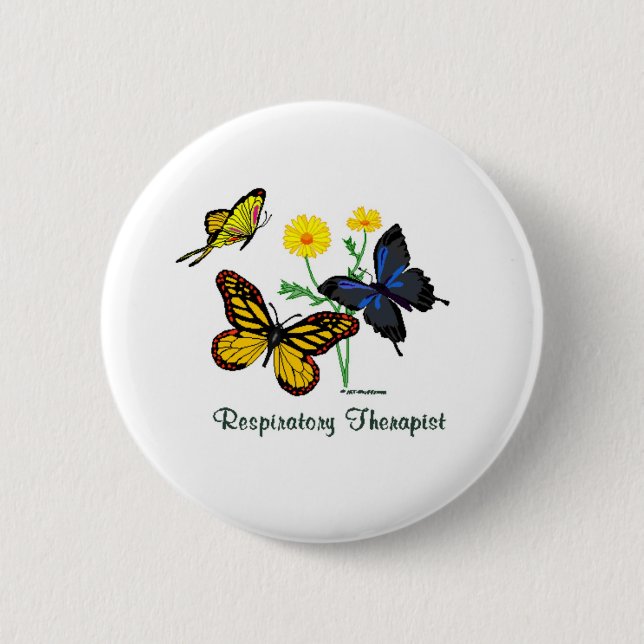 Respiratory Therapist Butterflies 6 Cm Round Badge (Front)