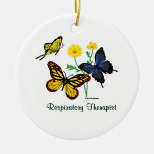 Respiratory Therapist Butterflies Ceramic Tree Decoration