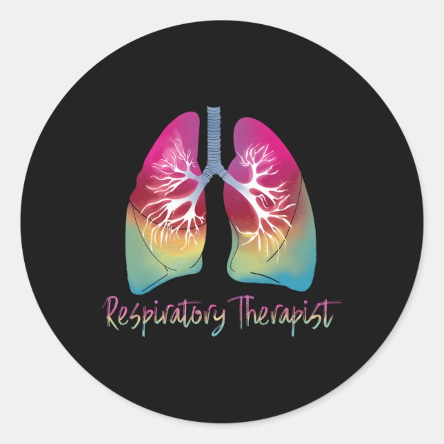 Respiratory Therapist Colourful Lungs Classic Round Sticker (Front)