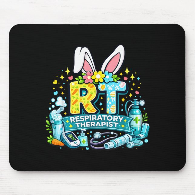 Respiratory therapist easter bunny funny rt humour mouse mat (Front)