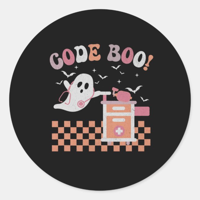 Respiratory Therapist Halloween Code Boo Spooky Re Classic Round Sticker (Front)