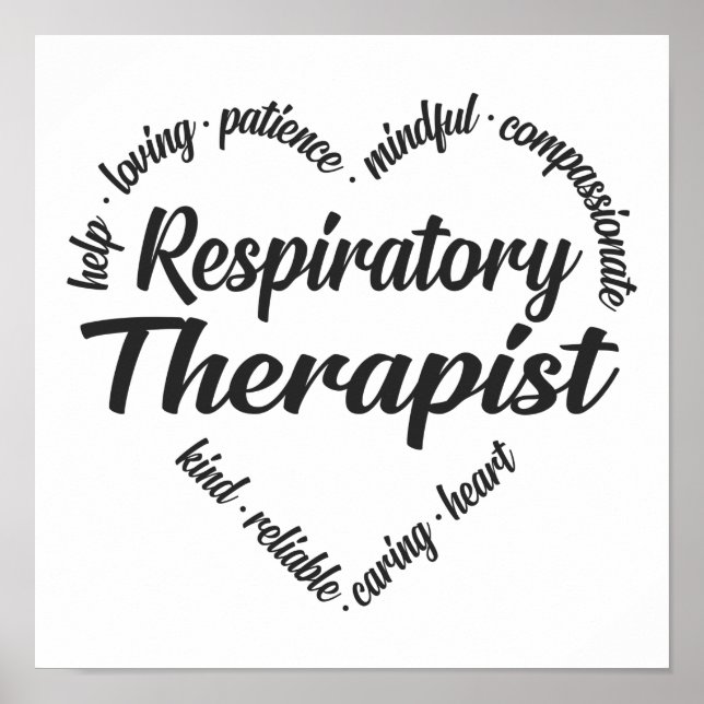 Respiratory Therapist Heart Word Cloud Poster (Front)