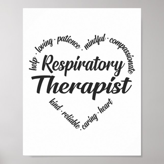 Respiratory Therapist Heart Word Cloud Poster (Front)