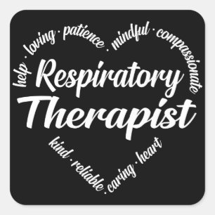 Respiratory Therapist Heart Word Cloud Square Sticker