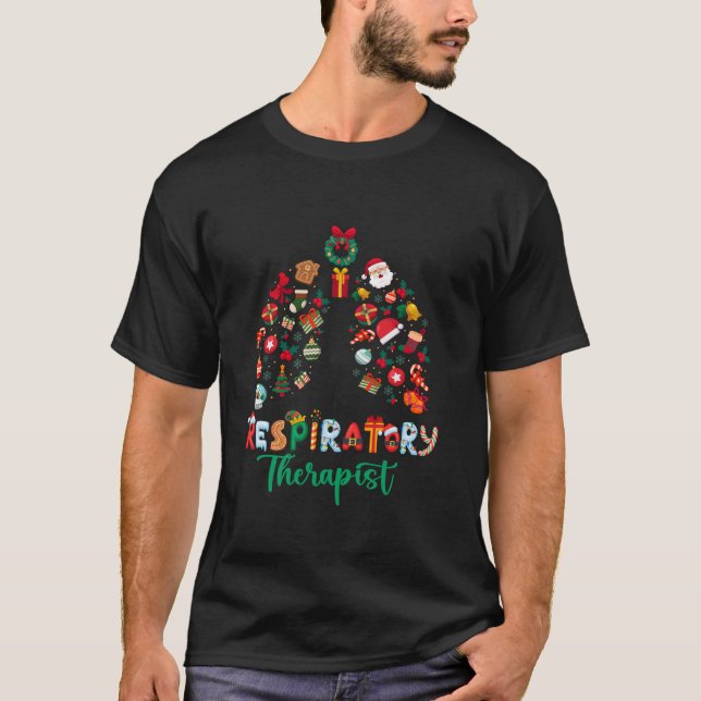 Respiratory Therapist Lungs Xmas Lights RT Funny C T-Shirt (Front)