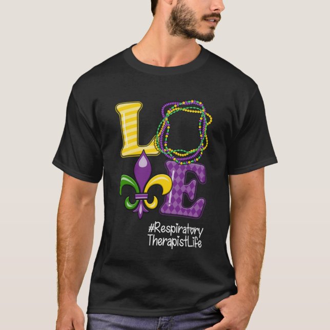 Respiratory Therapist Nurse Mardi Gras Leopard Par T-Shirt (Front)