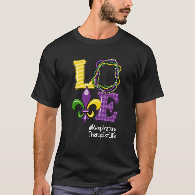 Respiratory Therapist Nurse Mardi Gras Leopard Par T-Shirt (Front)