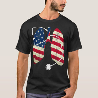 Respiratory Therapist Patriotic American USA Flag  T-Shirt
