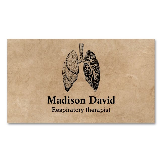 Respiratory therapist pulmonologist Minimal Lungs Magnetic Business Card (Front)